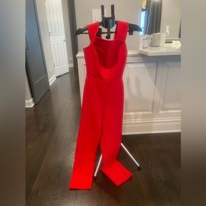 Orange/ Red BCBG Off-Shoulder Jumpsuit w/ Cutout Back/ Size 6